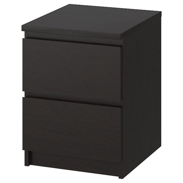 MALM Chest of 2 drawers, black-brown 40x55 cm