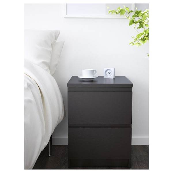 MALM Chest of 2 drawers, black-brown 40x55 cm