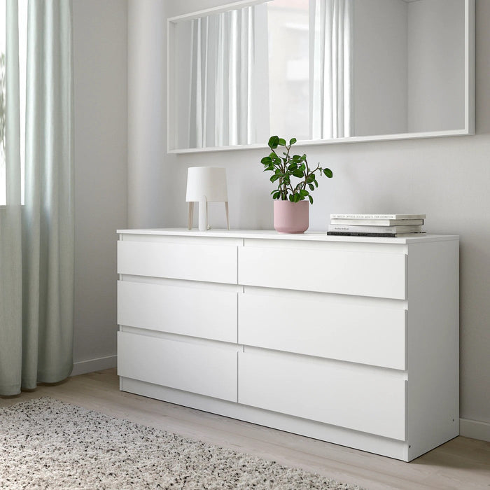 KULLEN Chest of 6 drawers, white140x72 cm