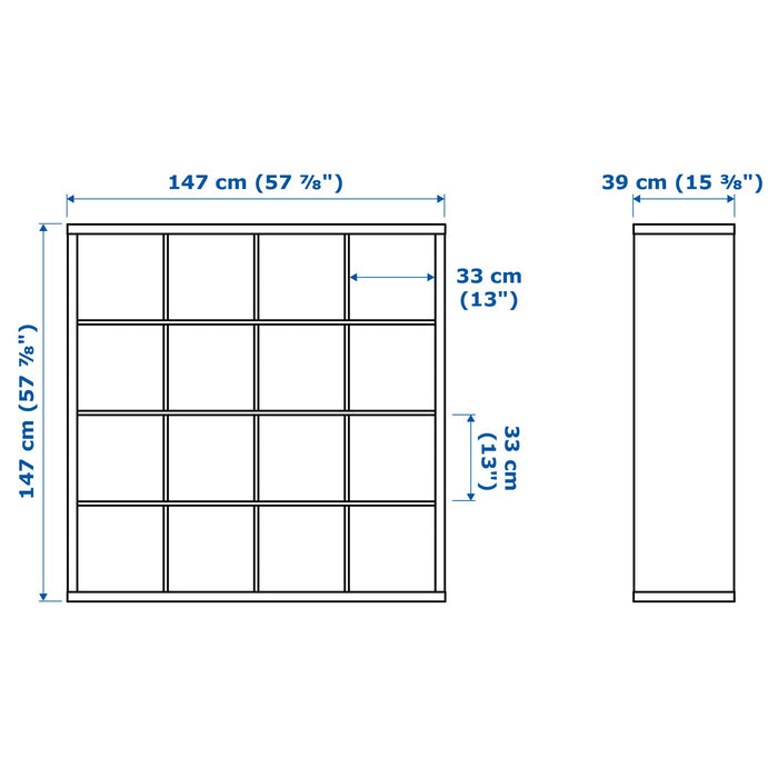 KALLAX Shelving unit, white stained oak effect, 147x147 cm