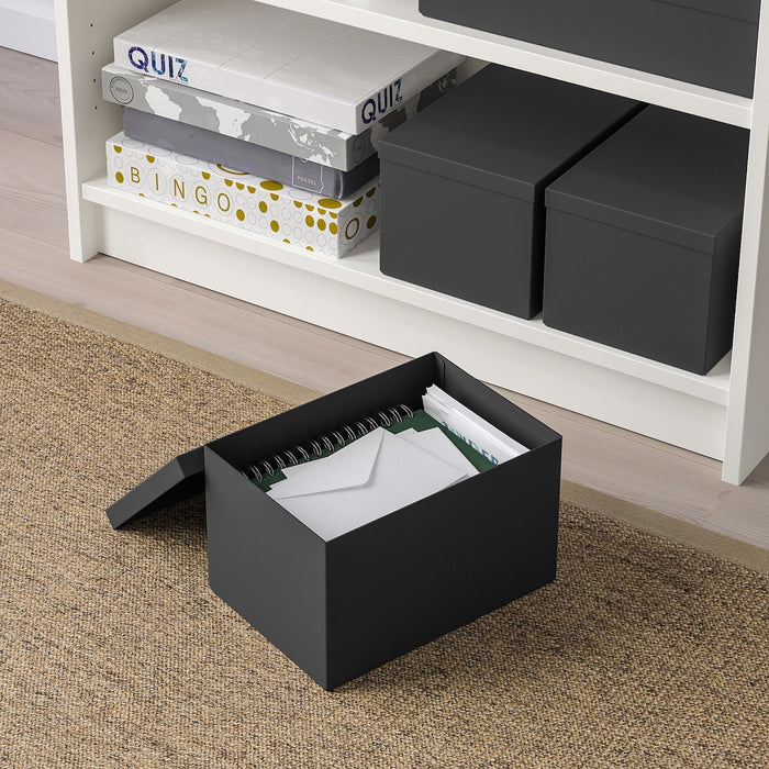 TJENA Storage box with lid, black 18x25x15 cm