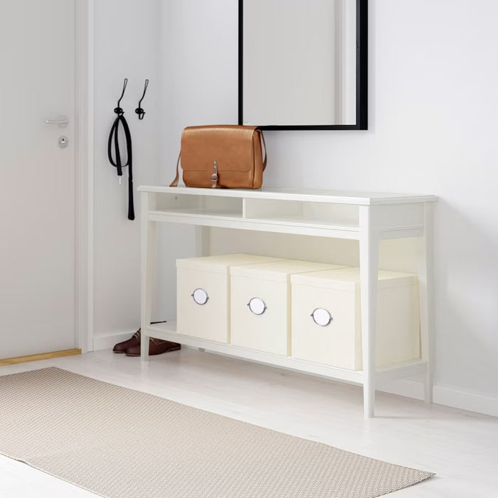 LIATORP Console table, white/glass, 133x37 cm