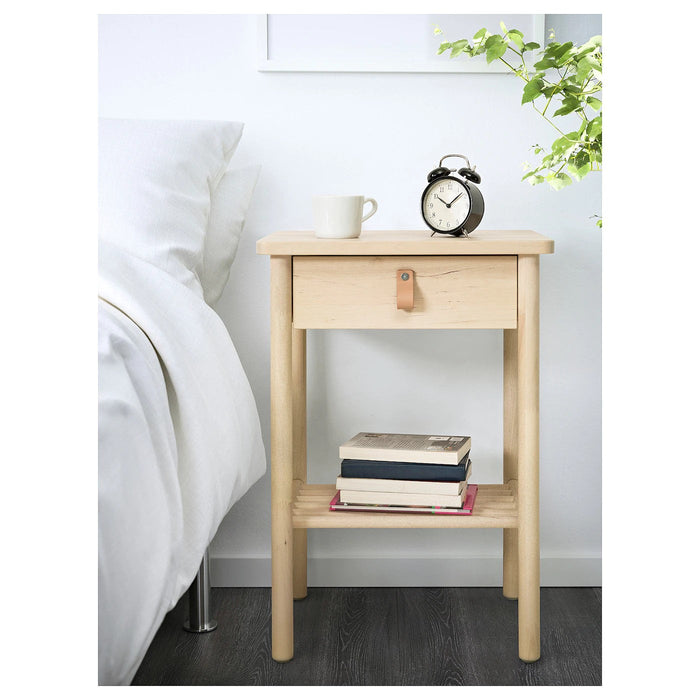 BJORKSNAS Bedside table, birch, 48x38 cm