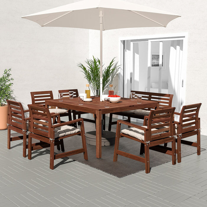 APPLARO Table, outdoor, brown stained, 140x140 cm