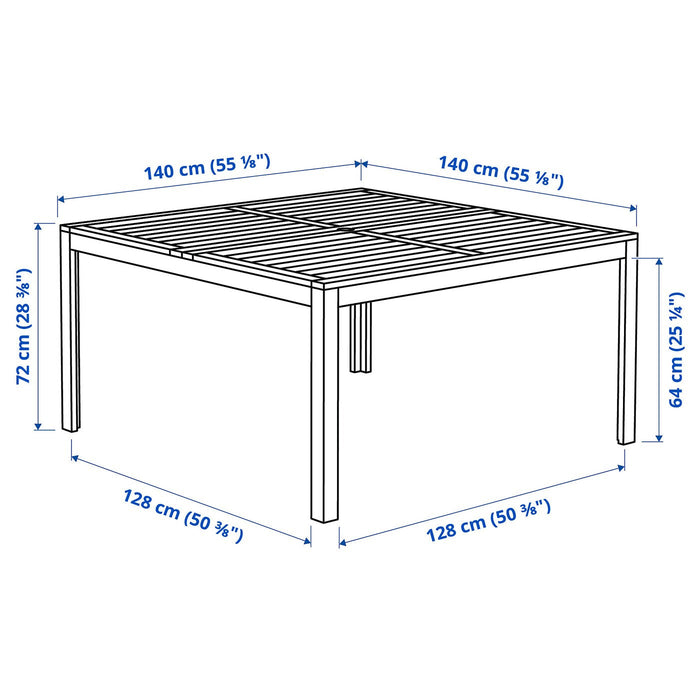 APPLARO Table, outdoor, brown stained, 140x140 cm