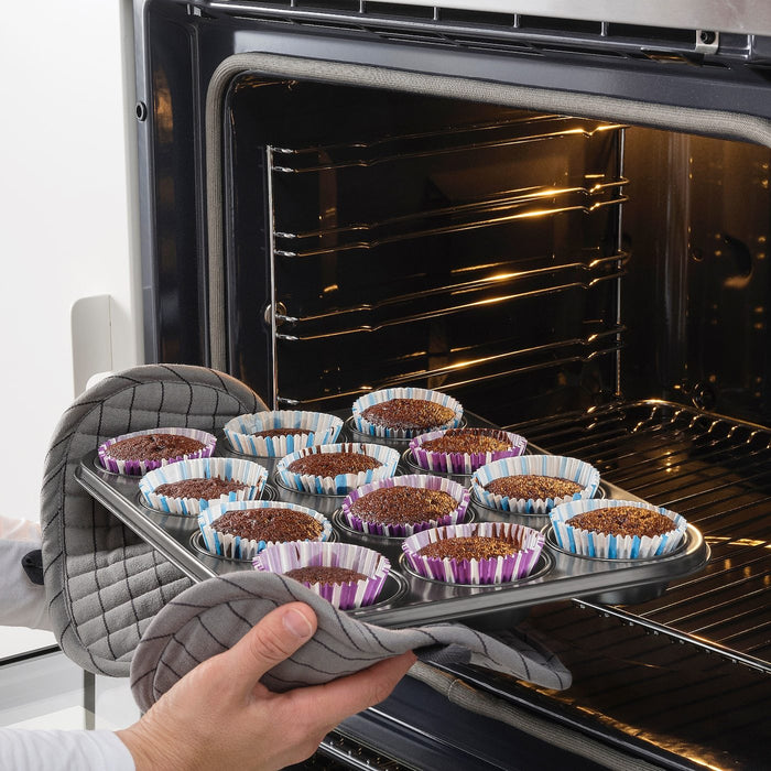 HEMMABAK Muffin tin, grey 38x27 cm