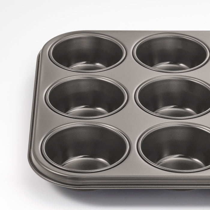 HEMMABAK Muffin tin, grey 38x27 cm