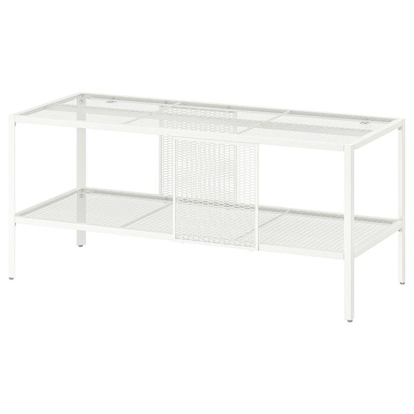 BAGGEBO TV bench, metal/white, 90x35x40 cm