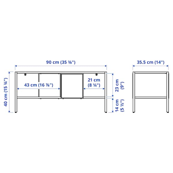 BAGGEBO TV bench, metal/white, 90x35x40 cm