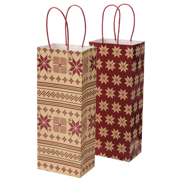 VINTER 2021 gift bag for bottle, star pattern red, 50499799