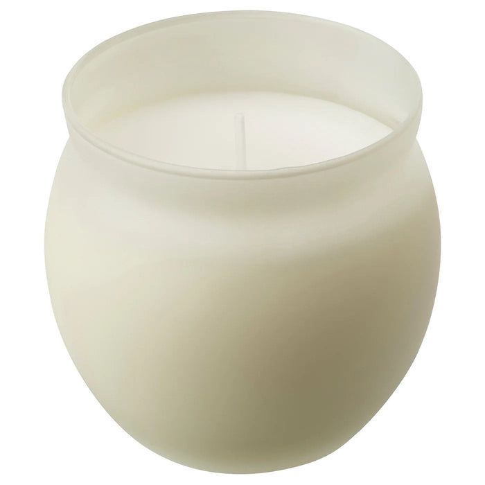 JAMLIK Scented candle in glass, Vanilla/light beige, 50 hr