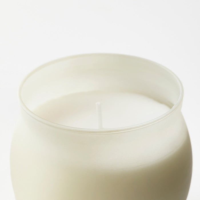 JAMLIK Scented candle in glass, Vanilla/light beige, 50 hr