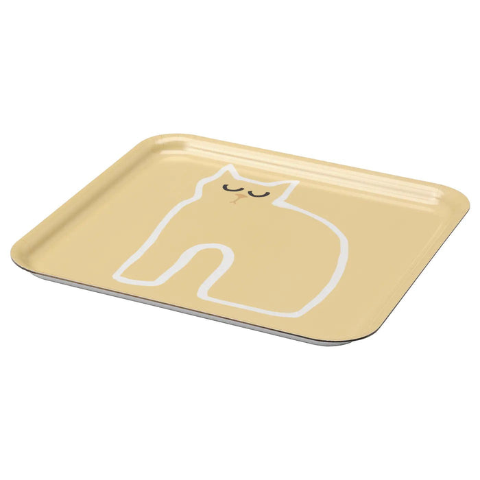 HAJMAL Tray, cat pattern/beige, 33x33 cm