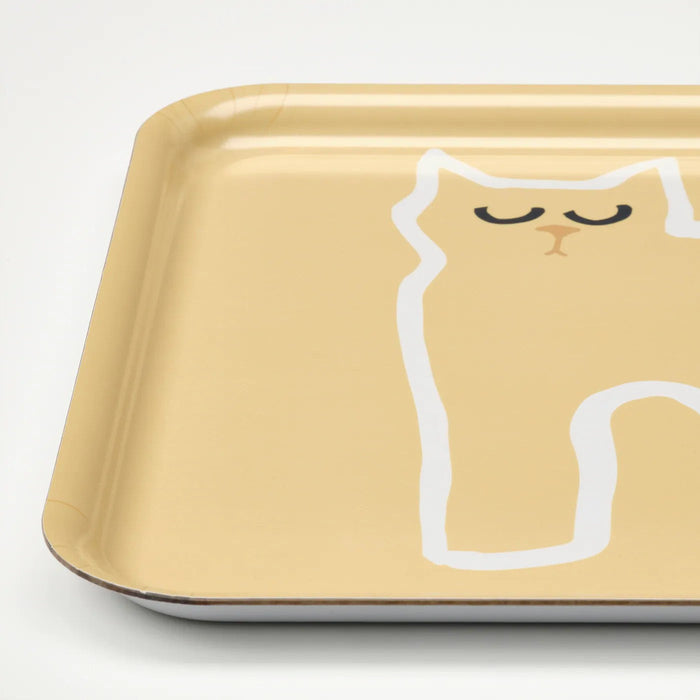 HAJMAL Tray, cat pattern/beige, 33x33 cm