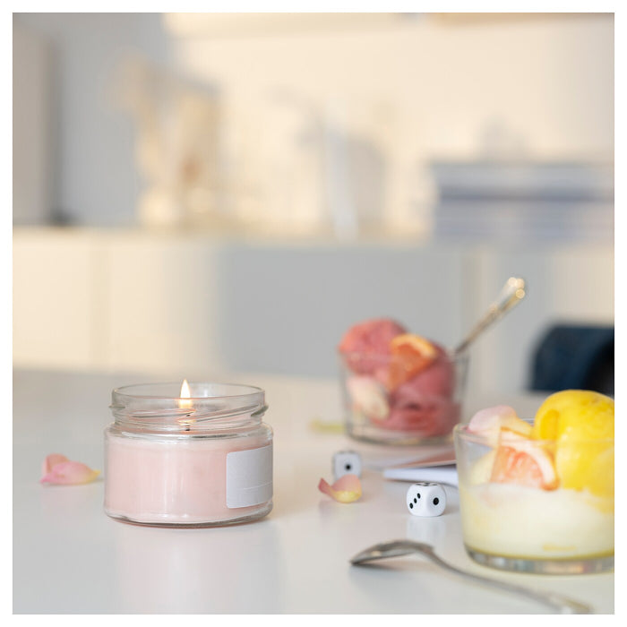 ADELSYREN Scented candle in glass with lid, grapefruit & rose/pale pink, 20 hr