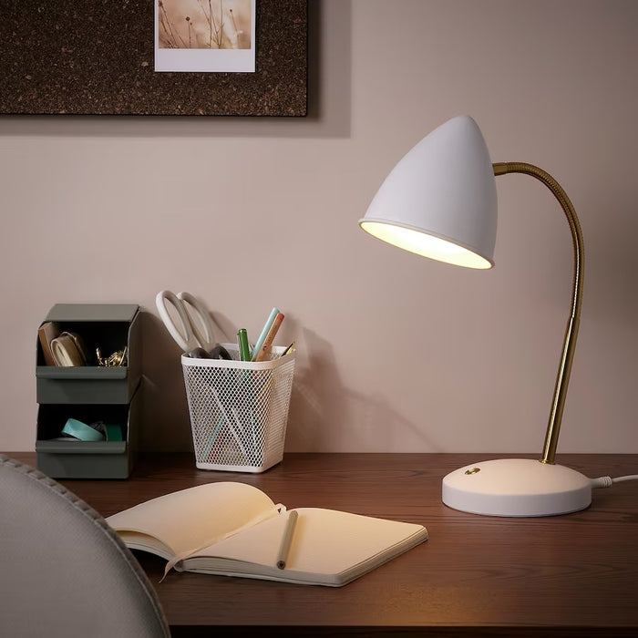 ISNALEN LED Work Lamp, white/brass-colour