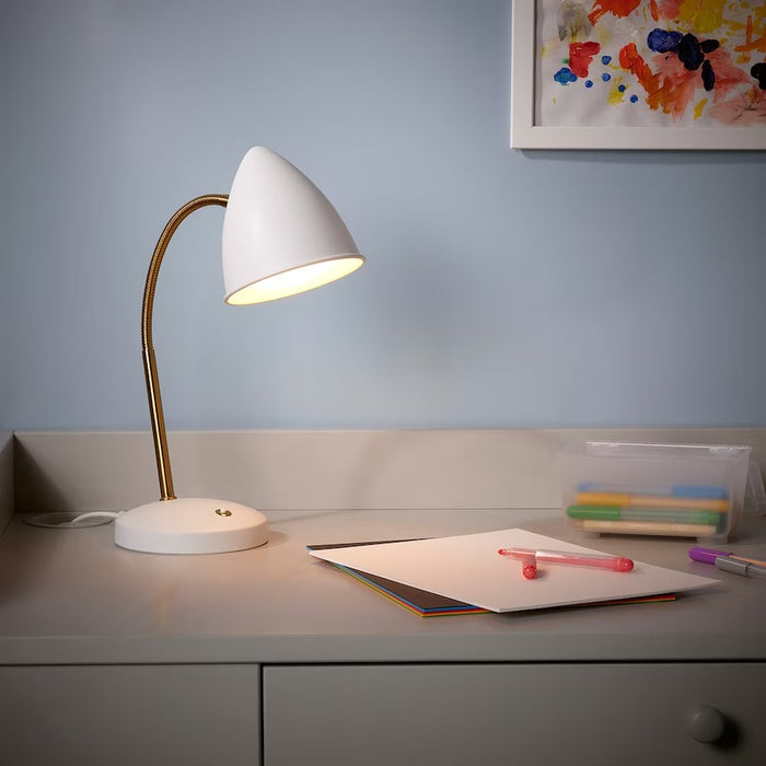 ISNALEN LED Work Lamp, white/brass-colour