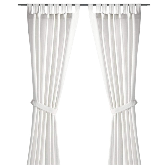 LENDA Curtains with tie-backs, 1 pair, white 140x250 cm