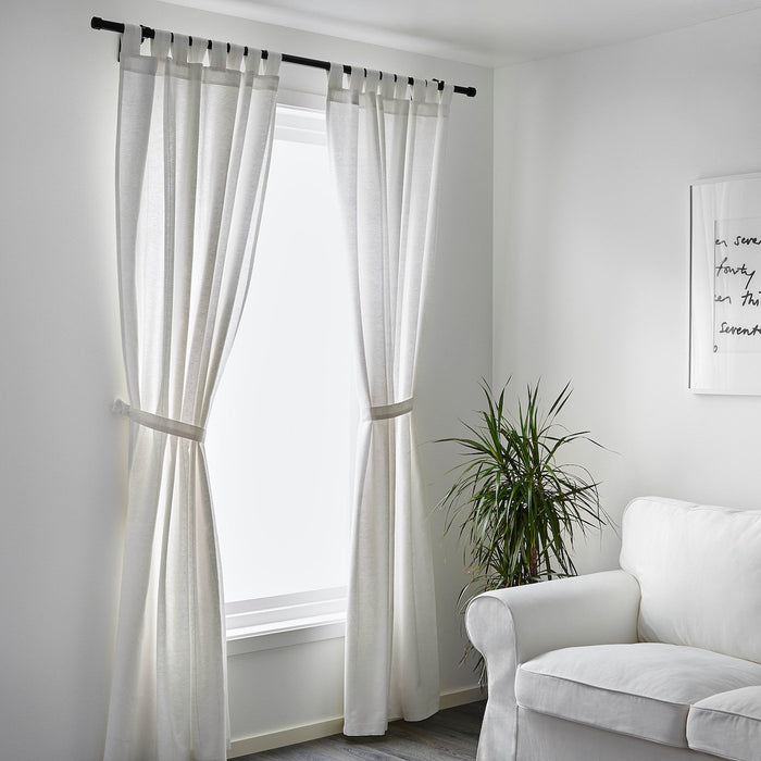 LENDA Curtains with tie-backs, 1 pair, white 140x250 cm