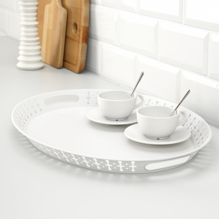 ROMANTISK tray, white, 52x39 cm