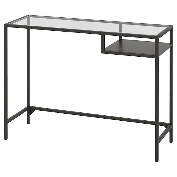 VITTSJO Laptop table, black-brown/glass 100x36 cm