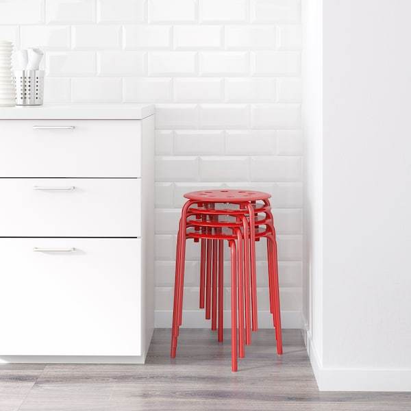 MARIUS Stool, red 45 cm