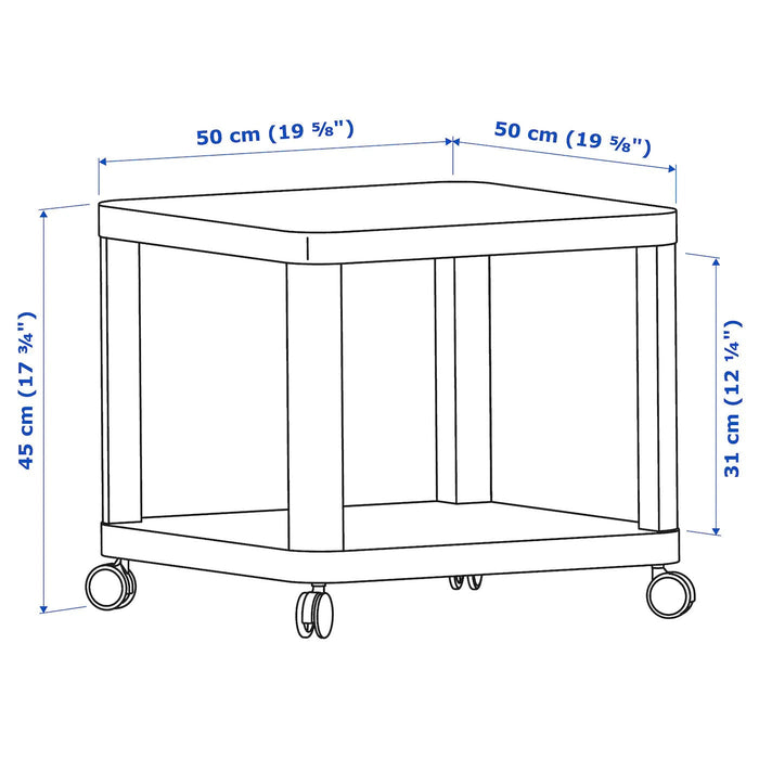 TINGBY Side table on castors, white, 50x50 cm