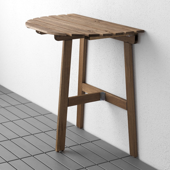 ASKHOLMEN Table for wall, outdoor, folding light brown stained 70x44 cm