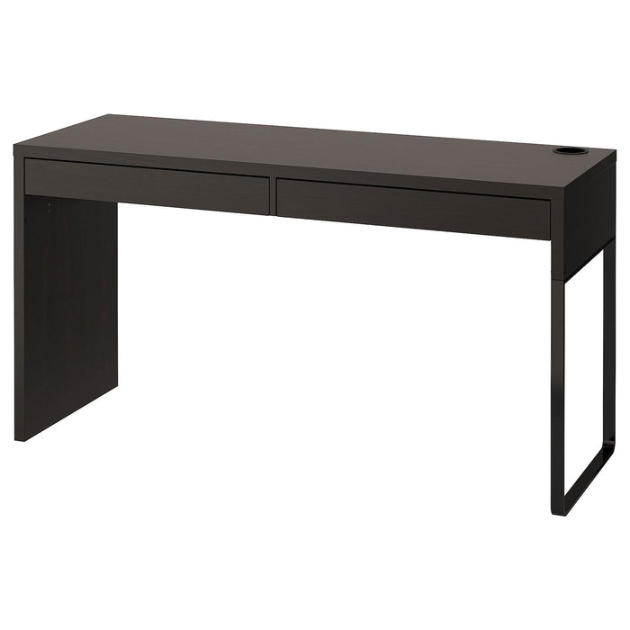 MICKE Desk, black-brown 142x50 cm