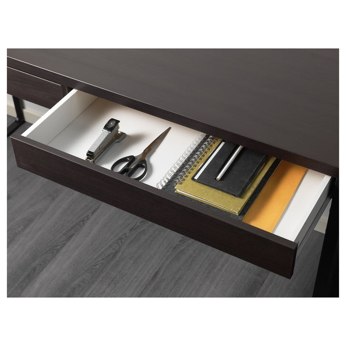 MICKE Desk, black-brown 142x50 cm