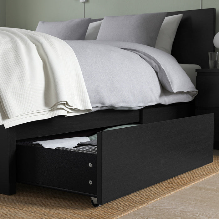 MALM Bed storage box for high bed frame, black-brown, 200 cm