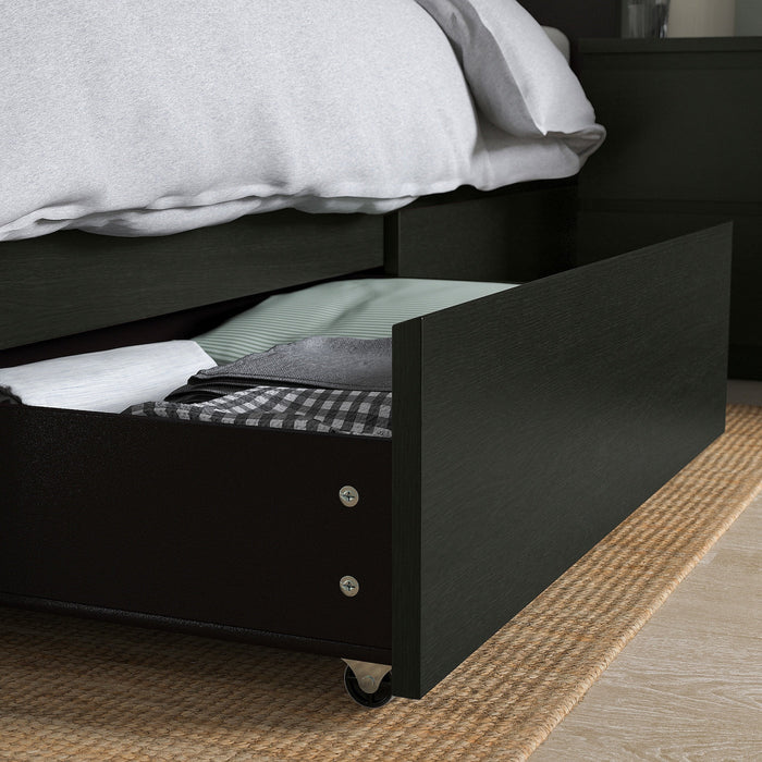 MALM Bed storage box for high bed frame, black-brown, 200 cm