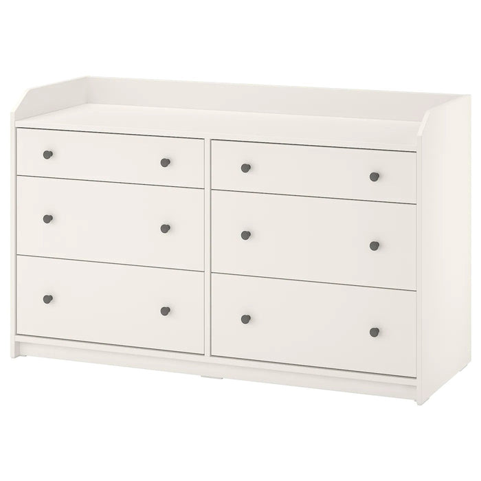 HAUGA Chest of 6 drawers, white, 138x84 cm