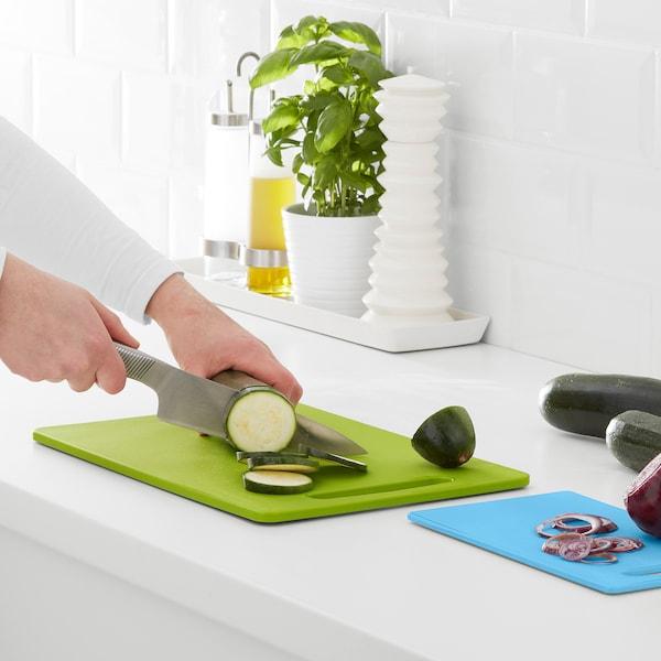 BERGTUNGA Chopping board, set of 2, green/blue