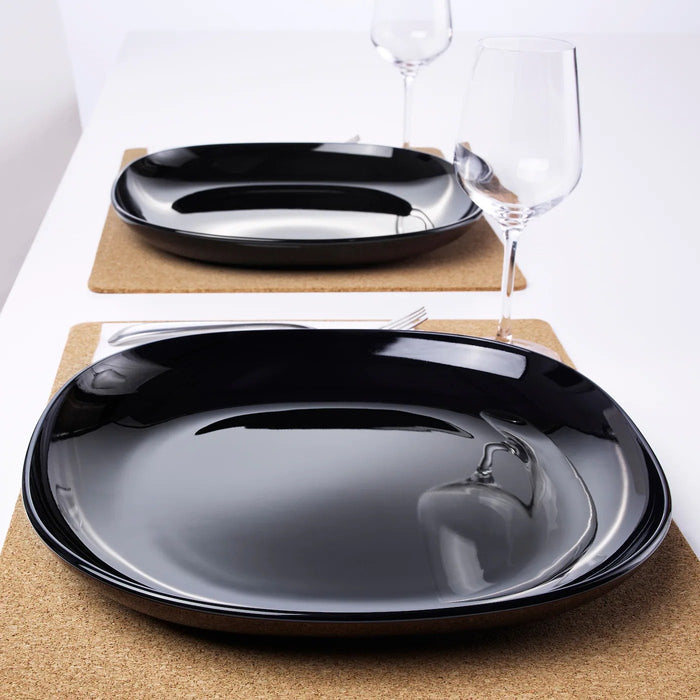 BACKIG plate, black, 25x25 cm