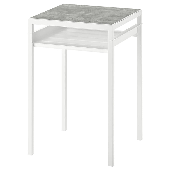 NYBODA Side table w reversible table top, light grey concrete effect/white, 40x40x60 cm