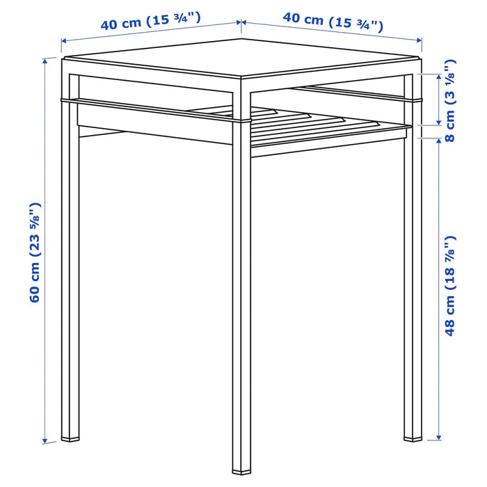 NYBODA Side table w reversible table top, light grey concrete effect/white, 40x40x60 cm