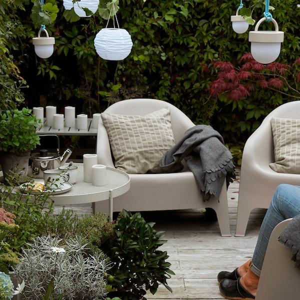 SKARPO Armchair, outdoor, dark beige