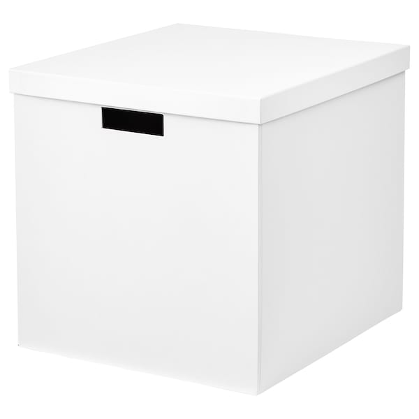 TJENA Storage box with lid, white 32x35x32 cm