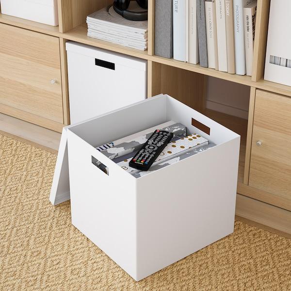 TJENA Storage box with lid, white 32x35x32 cm