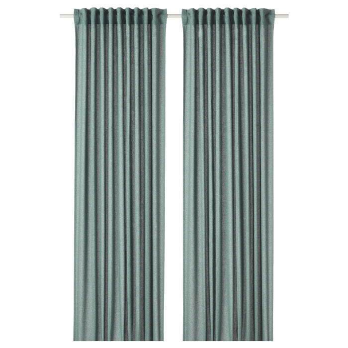 HANNALENA Room darkening curtains, 1 pair, green-blue 145x250 cm