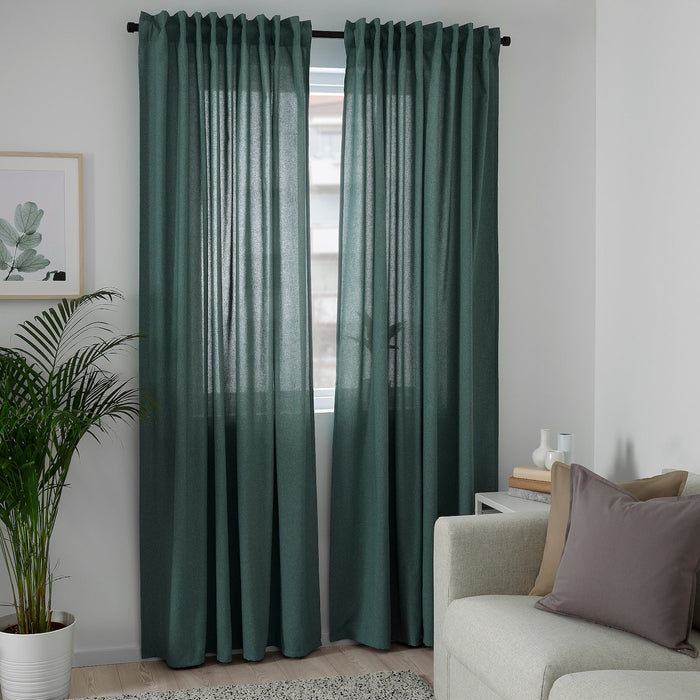 HANNALENA Room darkening curtains, 1 pair, green-blue 145x250 cm