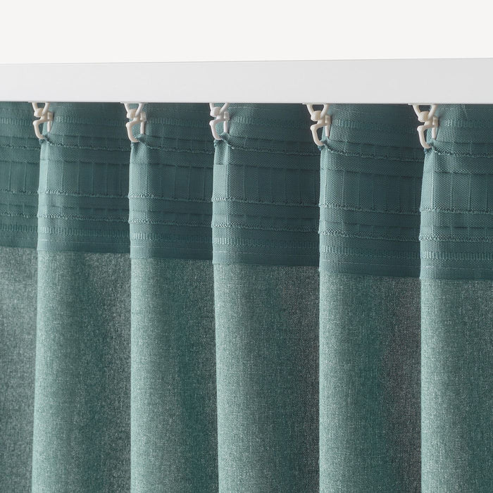 HANNALENA Room darkening curtains, 1 pair, green-blue 145x250 cm