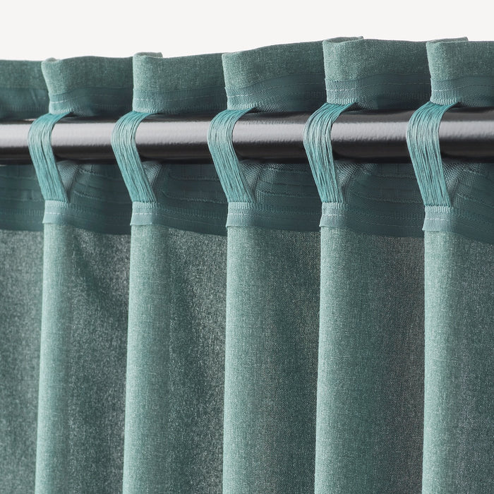 HANNALENA Room darkening curtains, 1 pair, green-blue 145x250 cm