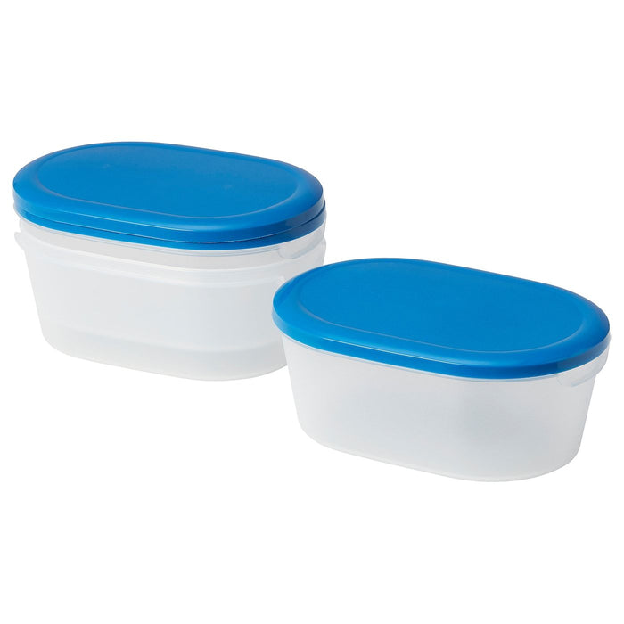 JAMKA Food container, transparent white/dark blue 1.2 l