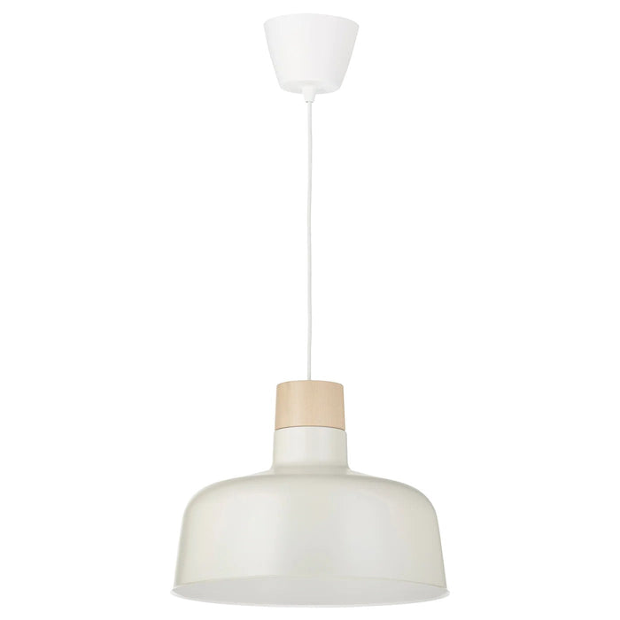 BUNKEFLO Pendant lamp, white/birch, 36 cm