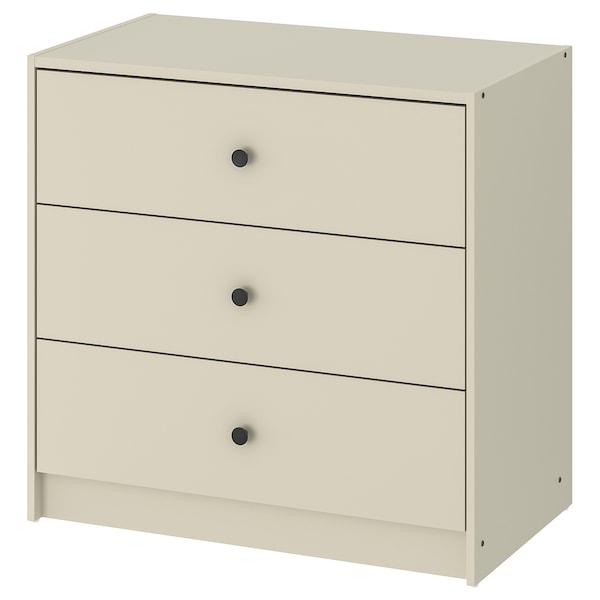 GURSKEN chest of 3 drawers, light beige, 69x67 cm