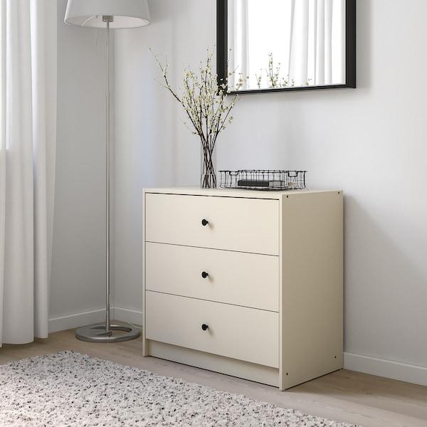 GURSKEN chest of 3 drawers, light beige, 69x67 cm