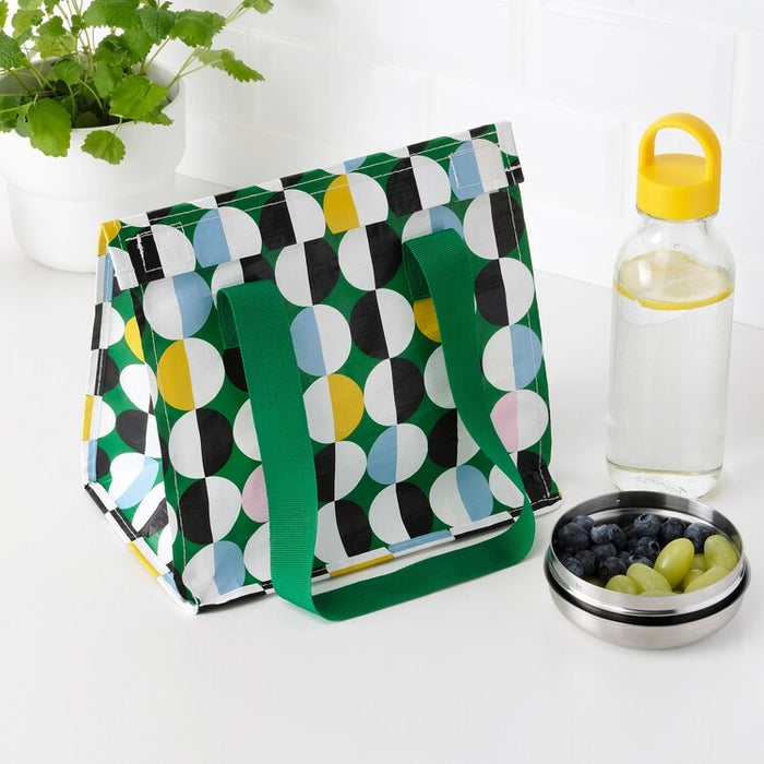 FLADDRIG Lunch bag, patterned/multicolour, 25x16x27 cm