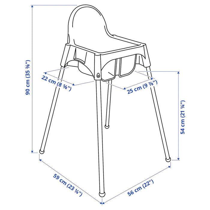 ANTILOP Highchair with safety belt, white